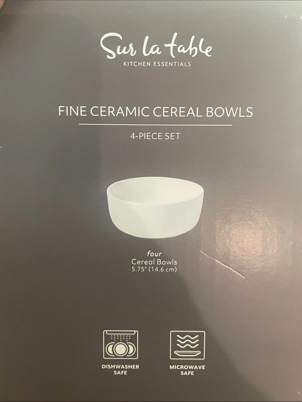 Sur La Table White Ceramic Cereal Bowls- Minimalist Dining (set of 4)